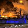 Flammen schießen aus dem Lokschuppen beim Güterbahnhof in Schaffhausen.