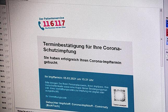 Das ist die Bildschirmansicht auf die unzählige Impfwillige hoffen: Die Terminbuchung war erfolgreich. Insgesamt 94 mal wurde sie ...