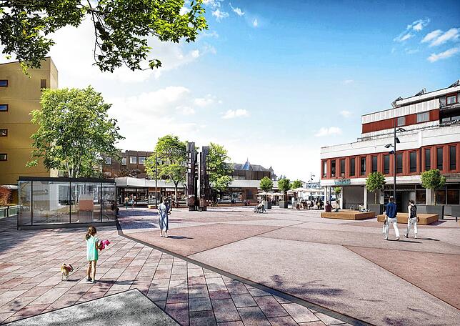 So soll der Marktplatz nach der Sanierung aussehen – er soll auch grüner werden als vorher.