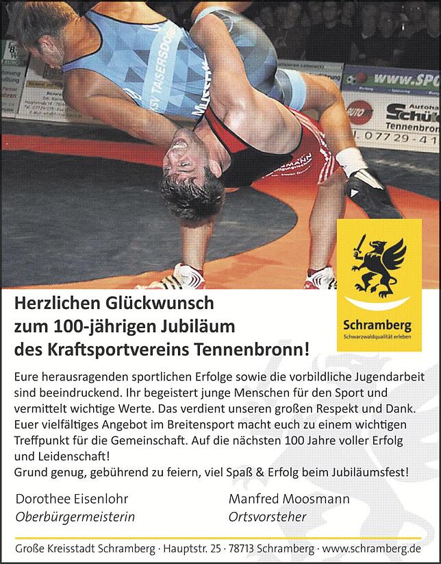Bild 1: 100 Jahre Kraftsportverein 1925 Tennenbronn e.V.: In 100 Jahren bis in die Bundesliga geschafft