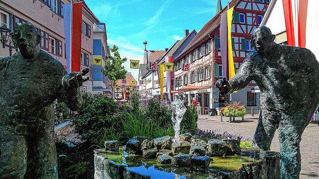 Hübsch erfrischend: der Luegebrunnen in Bad Saulgaus Fußgängerzone.