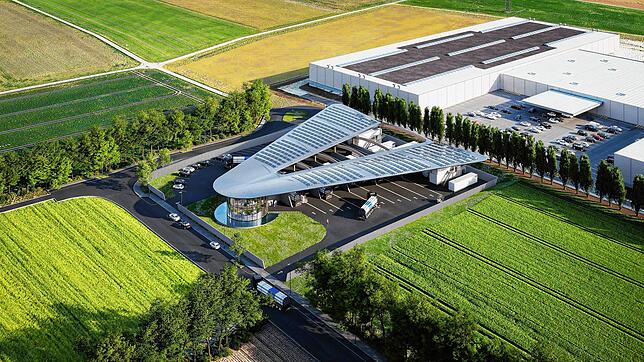 So soll der Wasserstoff-Hub im Industriegebiet Salzgrube in Villingen-Schwenningen einmal von oben betrachtet aussehen. Hier eine von ...