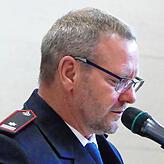 Tobias Lumb, Gesamtkommandant der FFW Meßkirch erinnert an die Hilfsaktion im Ahrtal und sagte: „Aus Fremden sind Freunde ...