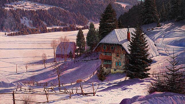 Eines der im Skimuseum Hinterzarten gezeigten Gemälde: Hermann Dischlers &bdquo;Baerental&ldquo; aus dem Jahr 1920.