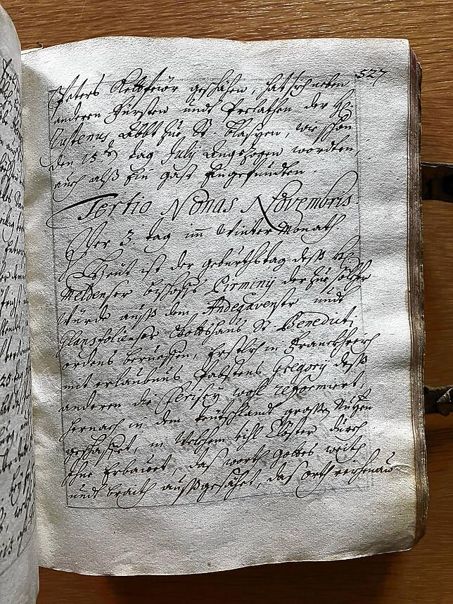 Der Eintrag des heiligen Pirmin in einem im Jahr 1683 von Hand geschriebener Kirchenkalender des Klosters St. Blasien befindet sich im ...