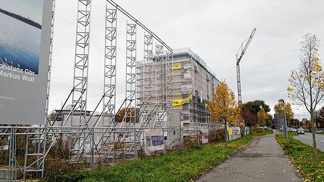 Der Rohbau des künftigen Hotels an der Reichenaustraße.