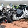 Der völlig zerstörte BMW der 30-jährigen Autofahrerin.