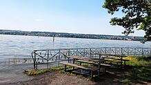 So sah der Seeuferweg nach dem hohen Bodenseepegel im Juni aus. Steigt der Wasserstand nach dem aktuellen Regen wieder an?