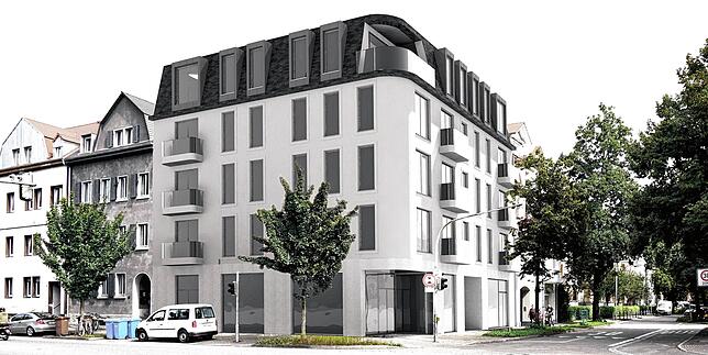 Ein Blick in die Zukunft: So wird das neue Wohn- und Geschäftshaus am Gottmannplatz aussehen, das 2025 bezugsfertig sein soll.
