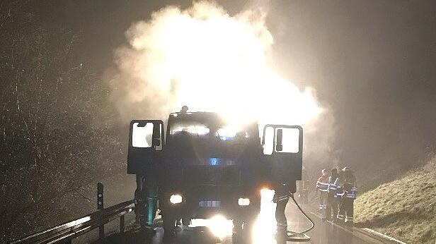 Heute morgen um 7 Uhr war es zu einem LKW-Brand gekommen.