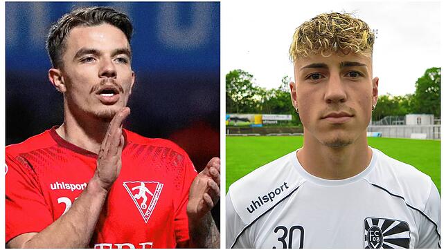 Christian Mauersberger (links) und Flamur Berisha spielen seit dieser Saison gemeinsam beim SGV Freiberg Fußball, der die Oberliga ...