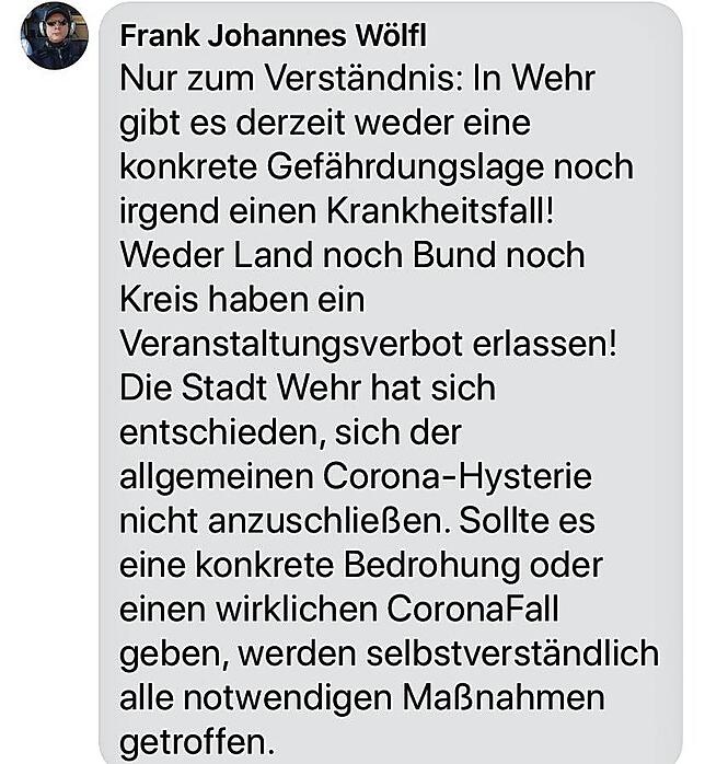 Kulturamtsleiter Frank Johannes Wölfl verteidigte auf Facebook das Vorgehen der Stadt.