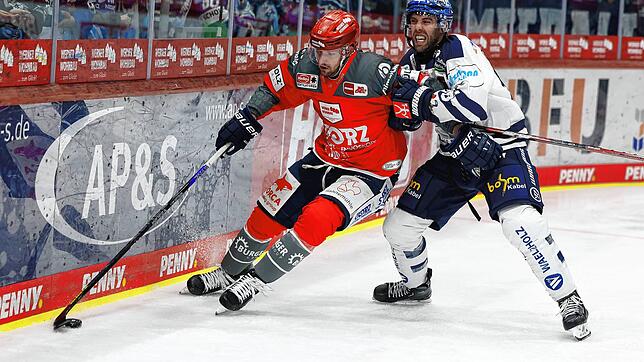 Alex Trivellato (links) erzielte beim 2:1-Heimsieg der Wild Wings in der Verlängerung den entscheidenden Treffer.