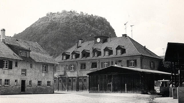 1979, am Fuße des Hohentwiel: Bis Ende der 70er-Jahre waren Feuerwehr und der städtische Bauhof unweit des Rathauses mitten im heutigen ...