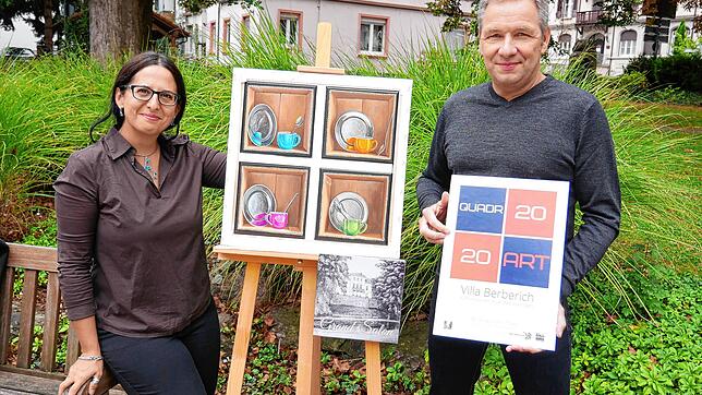 Elena Romanzin und Frank von Düsterlho werden die Ausstellung &bdquo;20/20 QuadrArt&ldquo; mit dem Grand Salon zusammenführen.