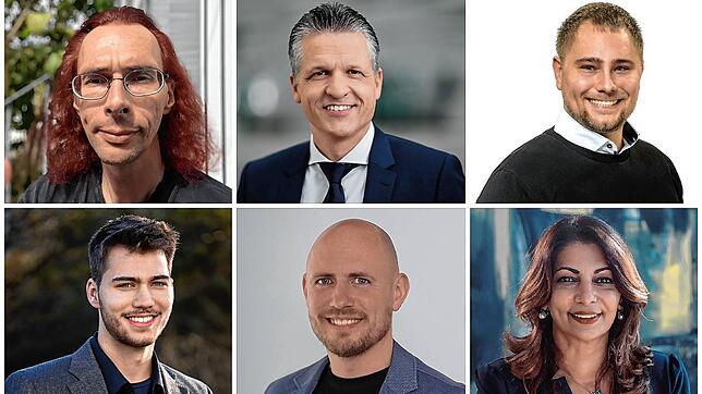 Die Teilnehmer der Podiumsdiskussion und Kandidaten aus dem Wahlkreis Schwarzwald-Baar in der oberen Reihe von links Heinrich Alexandra ...