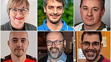Die Tipprunde für das Fußball-WM-Spiel Spanien gegen Deutschland (obere Reihe von links): Brigitte Waldenmaier, Markus Kieferle und ...