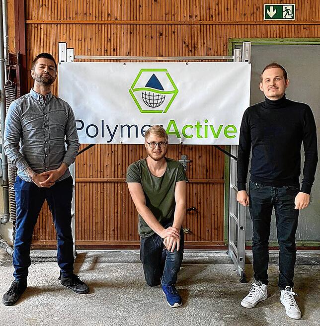 Adrian Monteleone (von links), Raphael Bosch und Moritz Ruff sind die Gründer der Polymeractive GmBH.