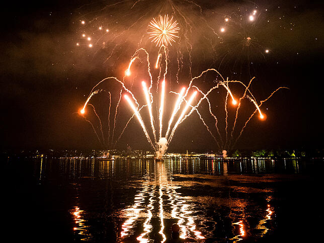 Das Feuerwerk auf der Konstanzer Seite. Der neue Veranstalter, die Full Moon Group aus Stuttgart, hatte erneut den mehrfachen ...