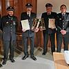 Florian Löffler, Gesamtkommandant der Sauldorfer Feuerwehr (von links) mit Michael Stumpf, Kurt Müller, Kurt König, Abteilungskommandant ...