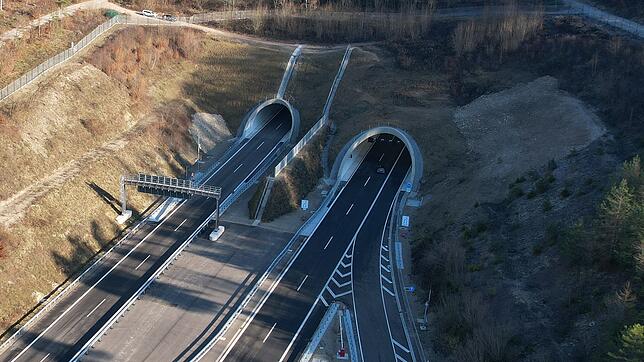 Die beiden Röhren des Herrschaftsbucktunnels der A98 bei Rheinfelden.