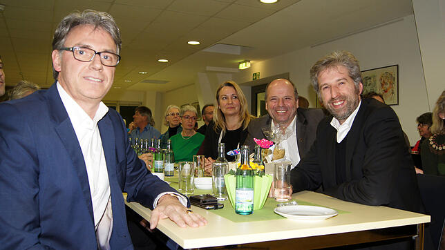 Beste Stimmung beim Neujahrsempfang von Bündnis 90/Die Grünen (von links): Markus Böhlen, Sabine Becker, Martin Hahn und Boris Palmer, ...