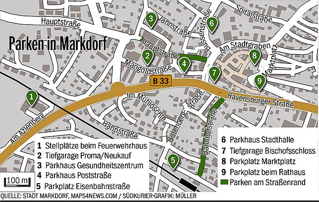 Parkmöglichkeiten in der Markdorfer Kernstadt.