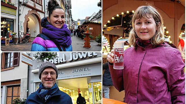 Wie gefällt den Besuchern der Waldshuter Weihnachtsmarkt? Wir haben nachgefragt (von links oben im Uhrzeigersinn): Frederika Hromjakova, ...