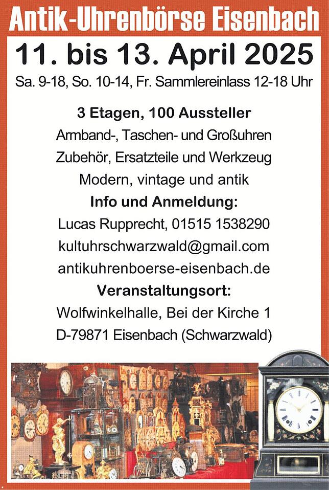 Bild 1: Internationale Uhrenbörse Eisenbach: Sammlerherzen schlagen höher