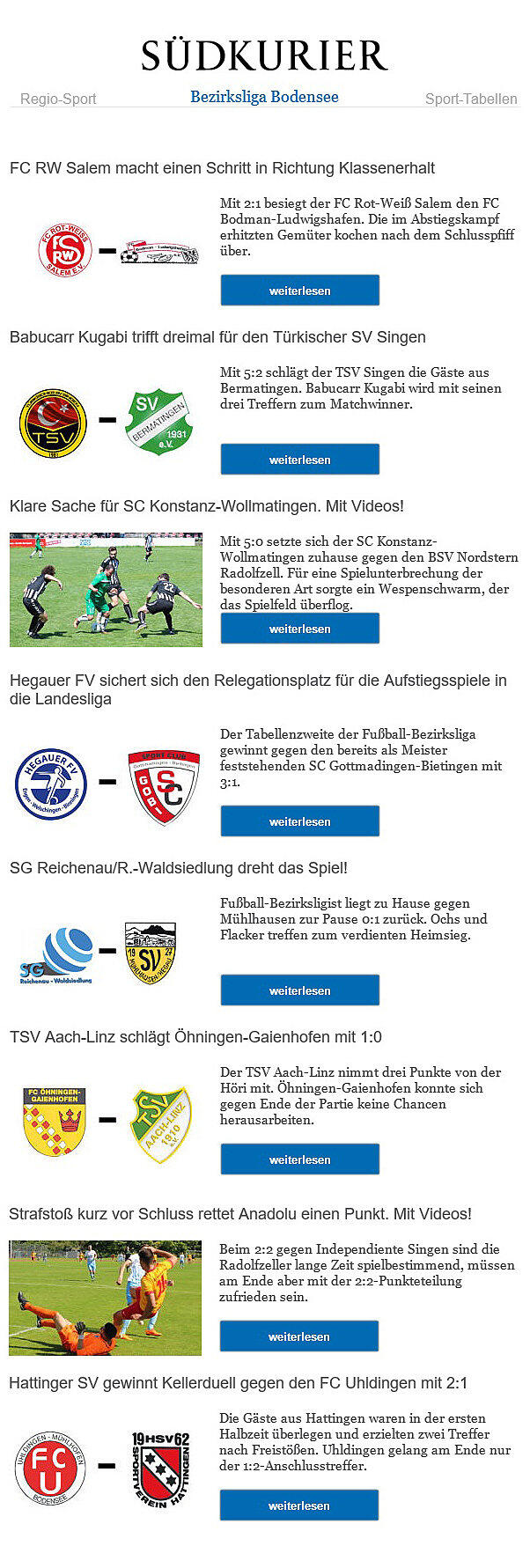 Bild 1: Beispiel für den Liga-Letter der Bezirksliga Bodensee