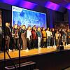 Rund 70 angehende Studenten stehen bei der feierlichen Immatrikulation für die neue Fachhochschule des Mittelstandes (FHM) in der ...