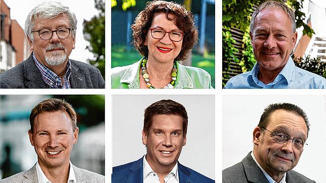 Landtagskandidaten im Wahlkreis 57 (von links oben nach rechts unten): Franz Segbers für die Linken, Dorothea Wehinger für die Grünen, ...