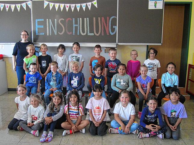 Die Klasse 1b der Astrid-Lindgren-Schule Dauchingen mit Klassenlehrerin Annemarie Sinn.