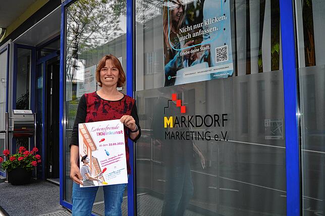 Lucie Fieber, Geschäftsführerin von Markdorf Marketing bei einem Pressegespräch im Mai 2021. Mit Kleinkunst und Musik möchte die Stadt ...
