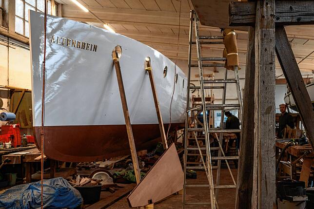 In der Michelsen-Werft wird am Innenausbau der Altenrhein gearbeitet.