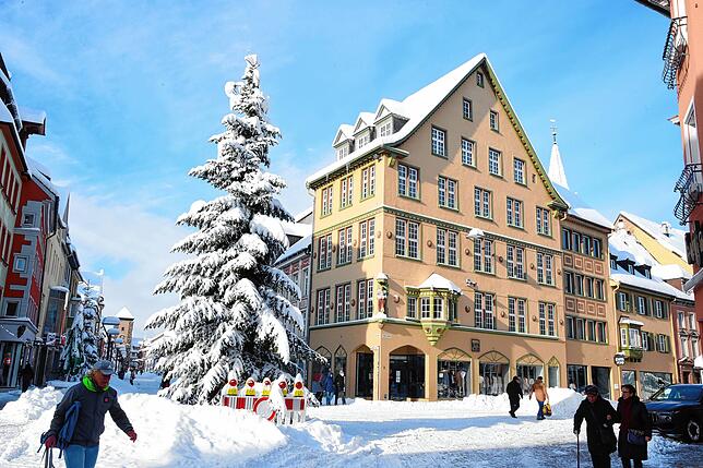 Blick auf das Villinger „Haux-Gebäude“ im Stadtzentrum. Im zurückliegenden Winter sah es besonders schön aus.