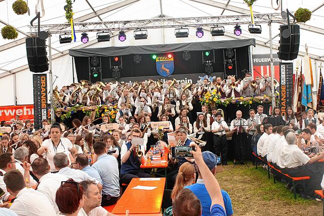 Bild 17: Gute Laune beim Bezirksmusikfest in Lausheim