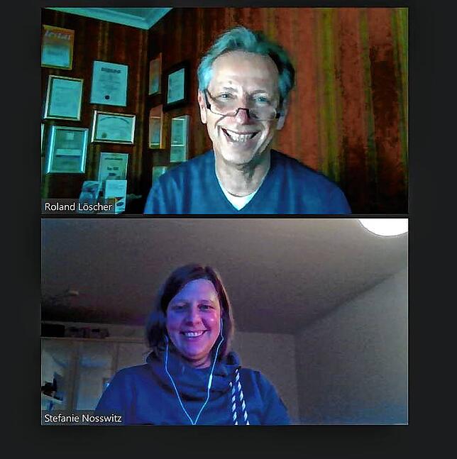 Interview per Zoom: Roland Löscher und SÜDKURIER-Redakteurin Stefanie Nosswitz treffen sich zum Gespräch online.