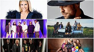 Sie sind dieses Jahr beim Milchwerk-Musik-Festival dabei (von links oben): Beatrice Egli, Max Mutzke, Söhne Mannheims, Juli, Axel Rudi ...