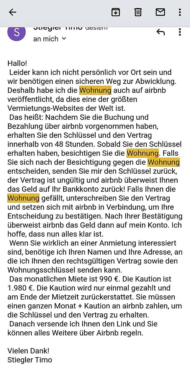 Bild 4: Betrügerische Konstanzer Wohnungsangebote in Immobilien-Portalen: Zwiegespräch mit einem Wohnungsbetrüger – und was die Polizei dazu sagt