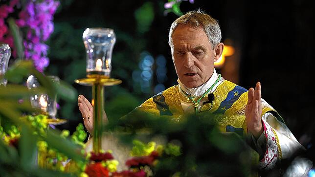 Erzbischof Georg Gänswein bei einem Pontifikalamt am Wallfahrtsort Maria Vesperbild. Hier hielt er am katholischen Feiertag Mariä ...