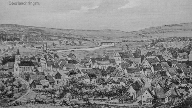 Postkarte aus dem Jahr 1910: Auch 50 Jahre nach ihrem Bau und ein Jahr nach der Erneuerung der Stahlkonstruktion ist die Oberlauchringer ...