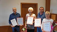 Bei der Hauptversammlung des Ortsseniorenrats Murg werden Wolfgang Tritschler (Ehrenvorsitzender), Doris Döbele, Günter Schellin und ...