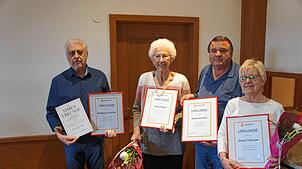 Bei der Hauptversammlung des Ortsseniorenrats Murg werden Wolfgang Tritschler (Ehrenvorsitzender), Doris Döbele, Günter Schellin und ...