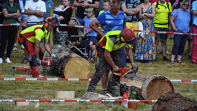 Verschiedene Aufgaben hatten die Teilnehmer des 16. Holzfällerwettbewerbs in Häusern zu meistern.
