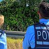 Die Polizeibeamten beobachten den Berberaffen, der sich an der B31 bei Oberuhldingen in eine Baumkrone begeben hat. Erst gut 24 Stunden ...