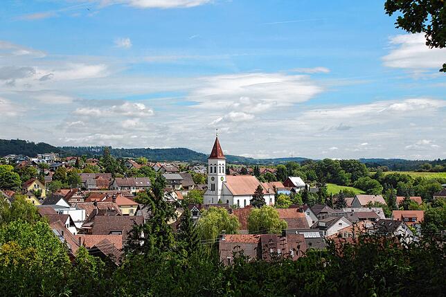 Blick über den Ortskern von Eigeltingen