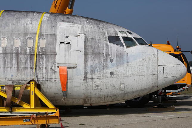 Hinter dieser Tür der "Landshut" spielten sich 1977 dramatische Szenen ab. Ein Terrorkommando hatte die Lufthansa-Maschine entführt, um ...