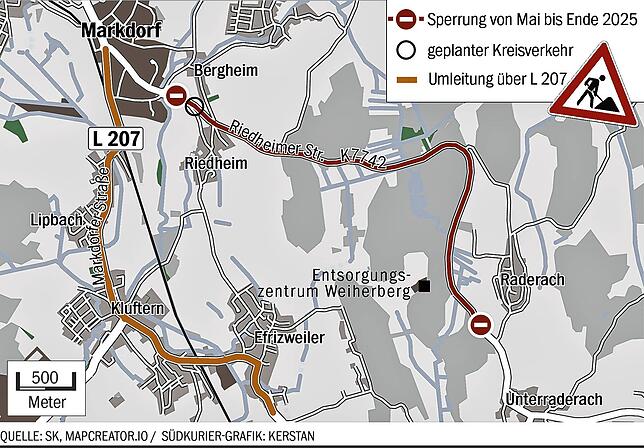 Die K7742 wird im Mai für ein halbes Jahr gesperrt werden, die Umleitung soll über die L207 durch Kluftern führen.
