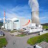 Das Kernkraftwerk Leibstadt vom Dach eines der Verwaltungsgebäude fotografiert.
